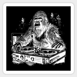 Bigfoot Dj Sasquatch Disc Jockey Music Lover Sticker